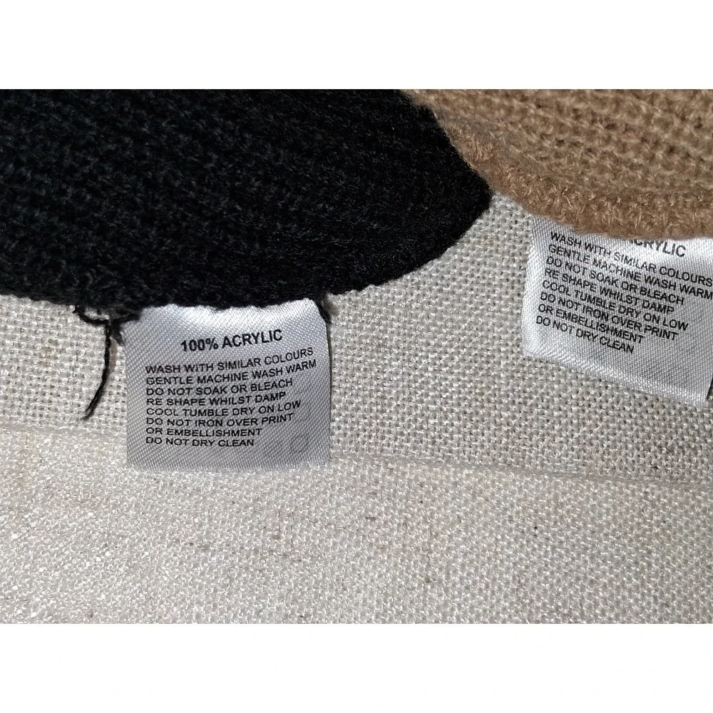 Bebila Kids Beanie Hat Set 2 Pack Black Tan Ribbed Knit Acrylic Winter Caps